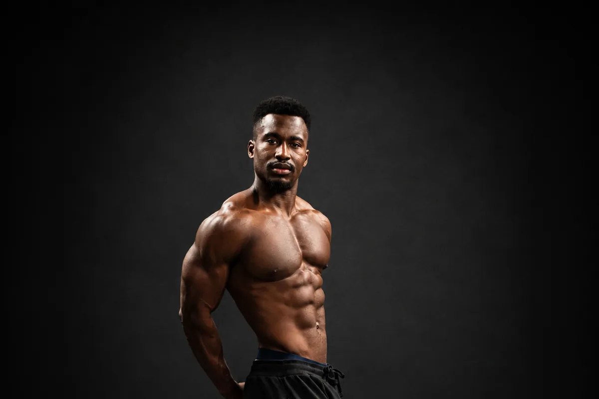 Coach Mo, founder of CALIBRE, in a side pose against a dark studio backdrop