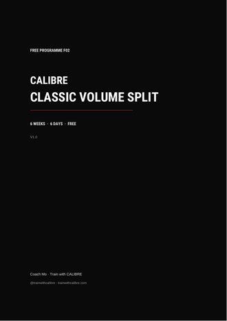 Cover of the free Classic Volume Split programme PDF